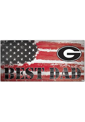 Georgia Bulldogs Best Dad Flag Sign - Red