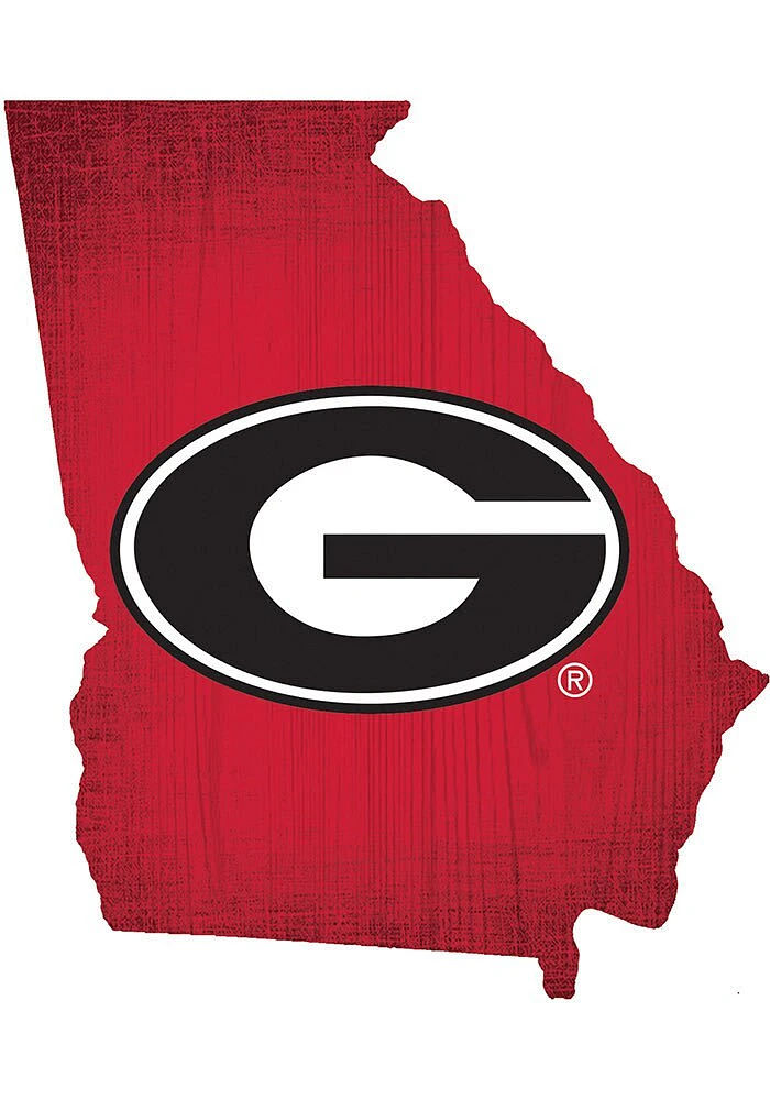 Georgia Bulldogs State Cutout Sign - Red