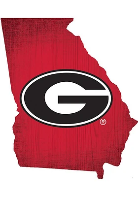Georgia Bulldogs State Cutout Sign - Red