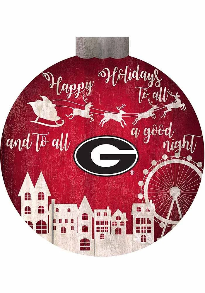 Georgia Bulldogs Christmas Village Sign - Red