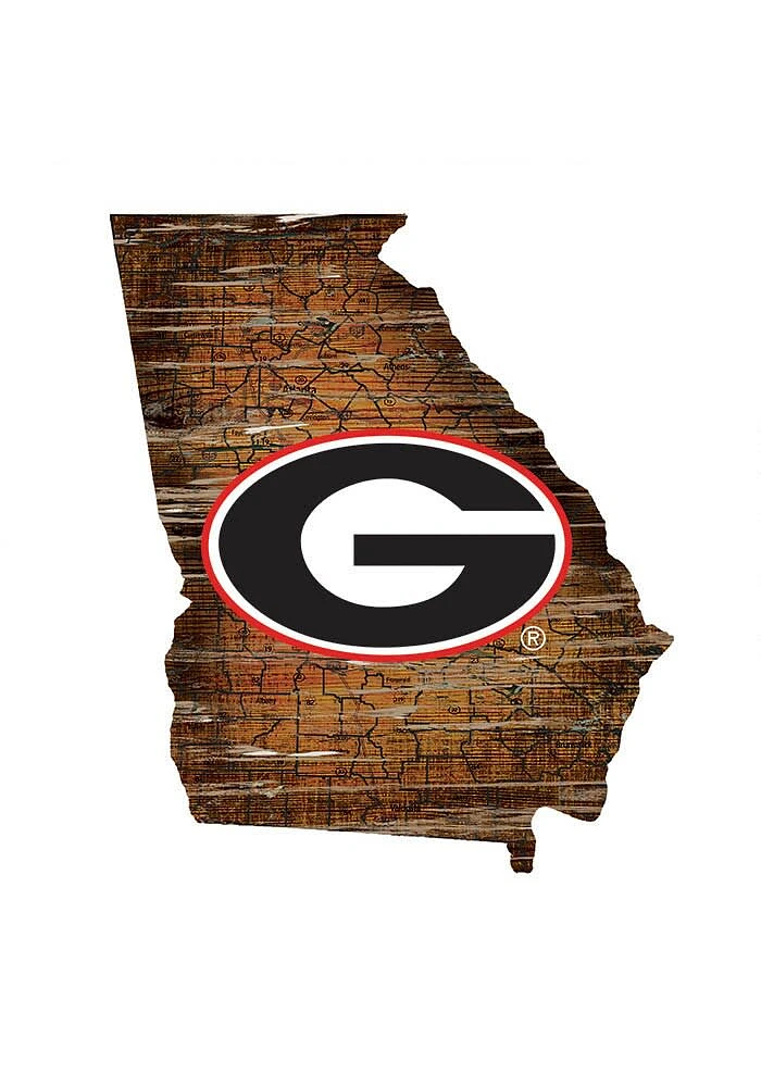 Georgia Bulldogs Mini Roadmap State Sign - Red