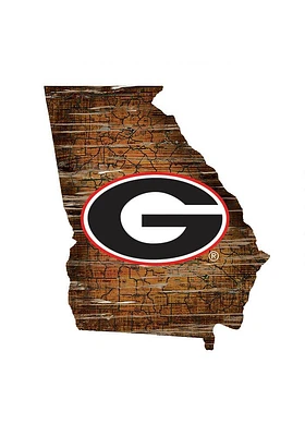 Georgia Bulldogs Mini Roadmap State Sign - Red