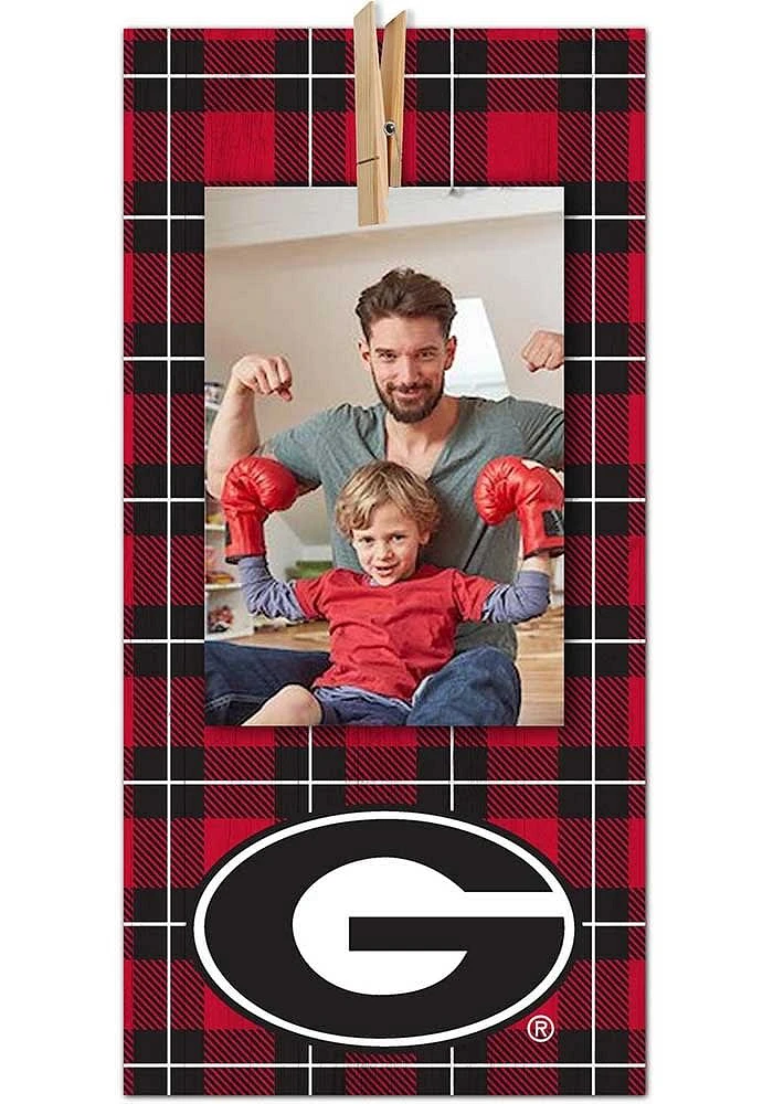 Georgia Bulldogs Plaid Clothespin Sign - Red