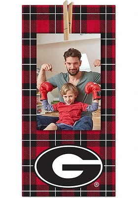 Georgia Bulldogs Plaid Clothespin Sign - Red