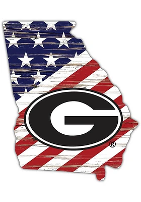 Georgia Bulldogs 12 Inch USA State Cutout Sign - Red