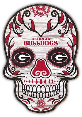 Georgia Bulldogs 12 Inch Sugar Skull Sign - Red