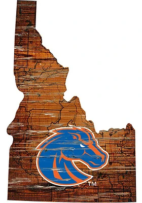 Boise State Broncos Distressed State 24 Inch Sign - Brown