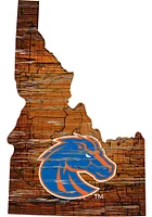 Boise State Broncos Distressed State 24 Inch Sign - Brown