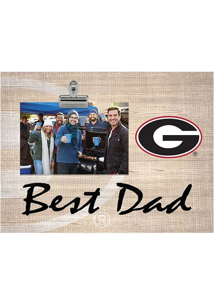 Georgia Bulldogs Best Dad Burlap Clip Picture Frame - Red