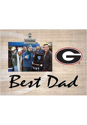 Georgia Bulldogs Best Dad Burlap Clip Picture Frame - Red