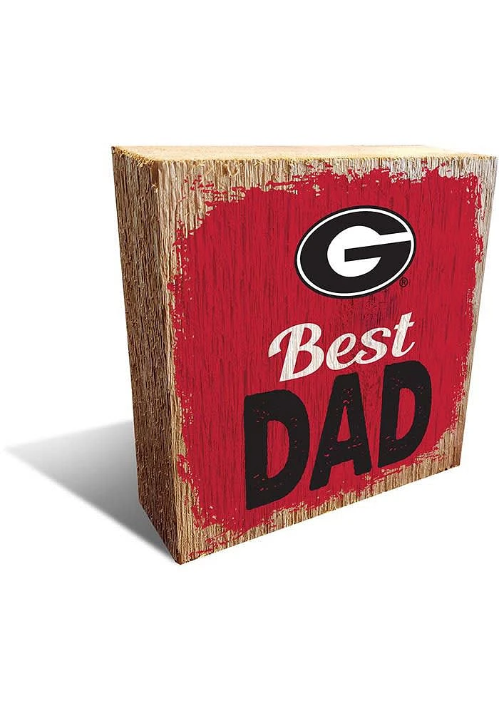 Georgia Bulldogs Best Dad Block Sign - Red