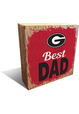 Georgia Bulldogs Best Dad Block Sign - Red