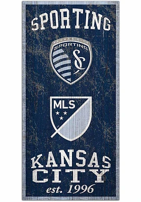 Sporting Kansas City 6X12 Heritage Logos Sign - Blue