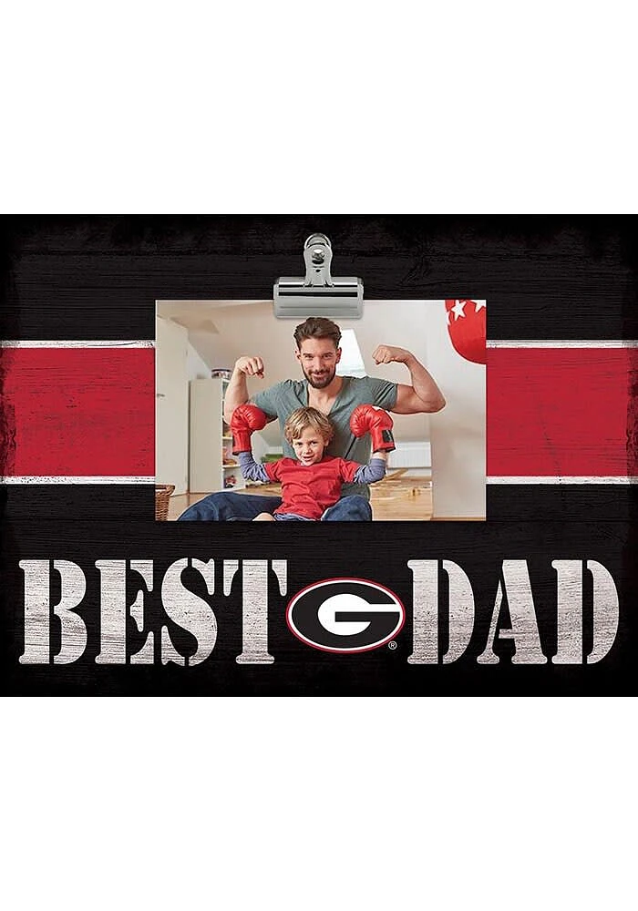 Georgia Bulldogs Best Dad Striped Clip Picture Frame - Red