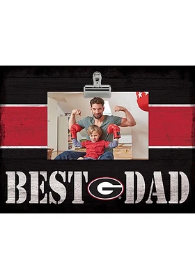 Georgia Bulldogs Best Dad Striped Clip Picture Frame - Red