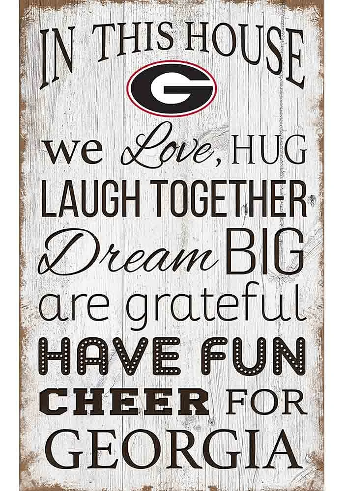 Georgia Bulldogs In This House 11x19 Sign - Red