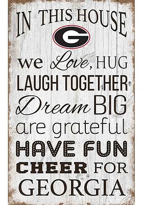 Georgia Bulldogs In This House 11x19 Sign - Red