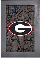 Georgia Bulldogs City Map Sign - Red