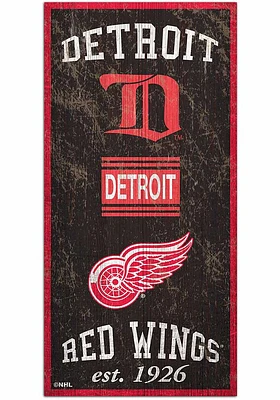 Detroit Red Wings 6X12 Heritage Logos Sign - Red