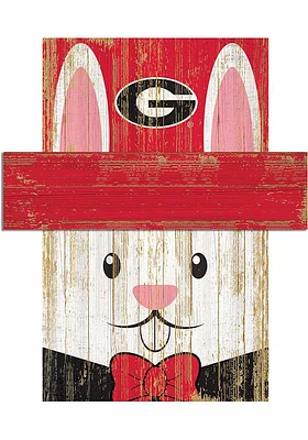 Georgia Bulldogs Easter Bunny Head Sign - Red