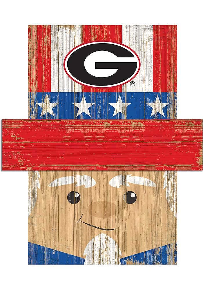 Georgia Bulldogs Patriotic Head Sign - Red