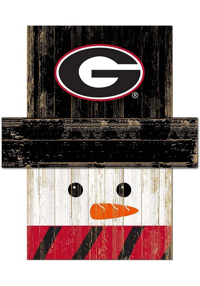 Georgia Bulldogs Snowman Head Sign - Red