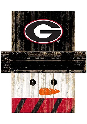 Georgia Bulldogs Snowman Head Sign - Red