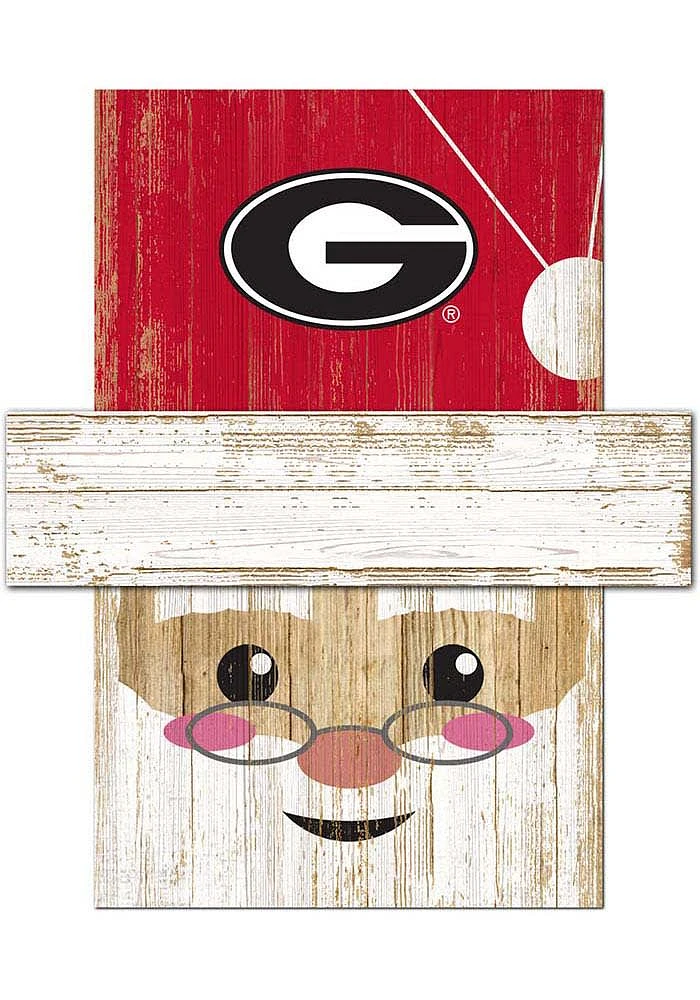 Georgia Bulldogs Santa Head Sign - Red