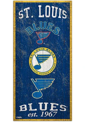 St Louis Blues 6X12 Heritage Logos Sign - Blue