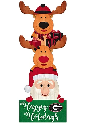 Georgia Bulldogs 31 Inch Santa Stack Leaner Sign - Red