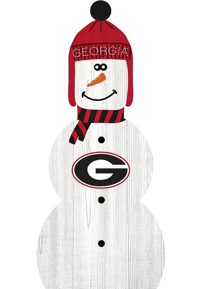 Georgia Bulldogs Snowman Leaner Sign - Red