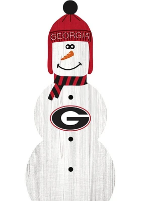Georgia Bulldogs Snowman Leaner Sign - Red