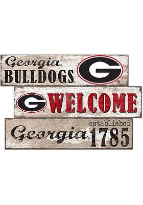 Georgia Bulldogs Welcome 3 Plank Sign - Red