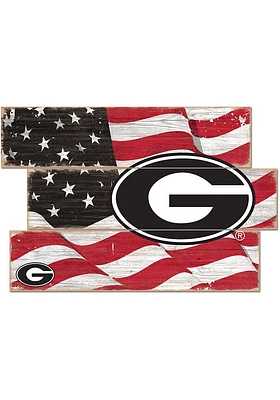 Georgia Bulldogs Flag 3 Plank Sign - Red