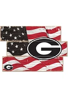 Georgia Bulldogs Flag 3 Plank Sign - Red