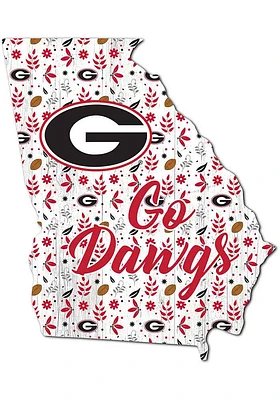 Georgia Bulldogs 24 Inch Floral State Wall Art