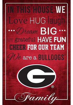 Georgia Bulldogs In This House 17x26 Sign - Red