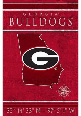 Georgia Bulldogs Coordinates 17x26 Sign - Red