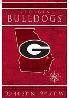 Georgia Bulldogs Coordinates 17x26 Sign - Red