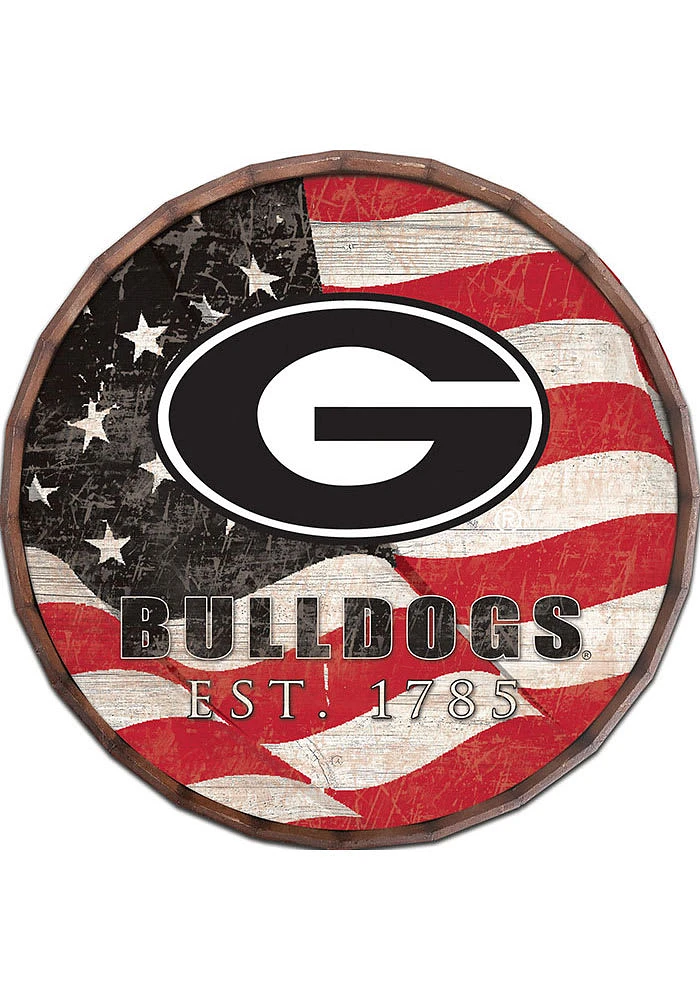 Georgia Bulldogs Flag 24 Inch Barrel Top Sign - Red