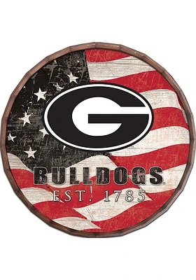 Georgia Bulldogs Flag 24 Inch Barrel Top Sign - Red