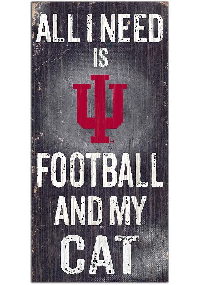 Indiana Hoosiers Football and My Cat Sign - Red