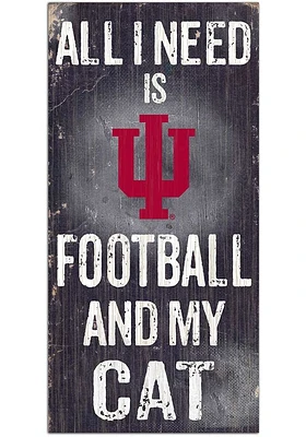 Indiana Hoosiers Football and My Cat Sign - Red