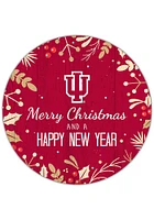 Indiana Hoosiers Merry Christmas and New Year Circle Sign - Red