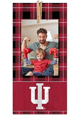 Indiana Hoosiers Plaid Clothespin Sign - Red