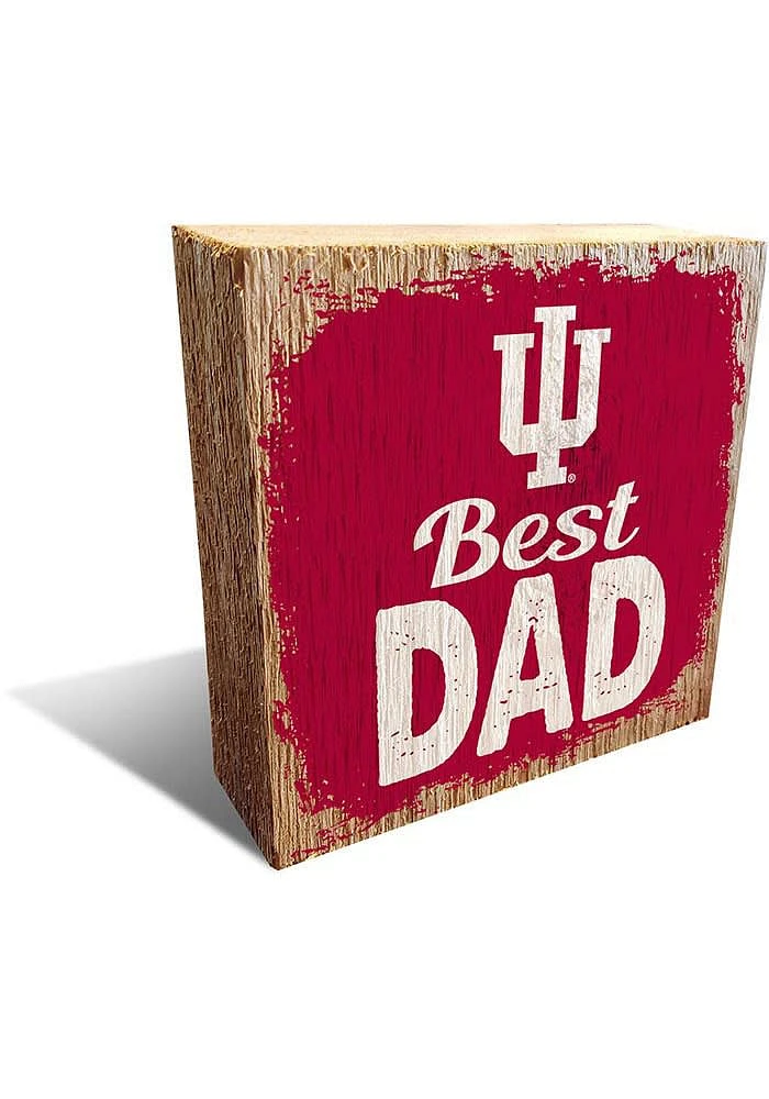 Indiana Hoosiers Best Dad Block Sign - Red