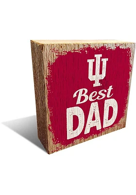 Indiana Hoosiers Best Dad Block Sign - Red