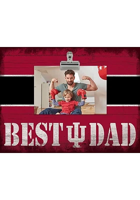 Indiana Hoosiers Best Dad Striped Clip Picture Frame - Red
