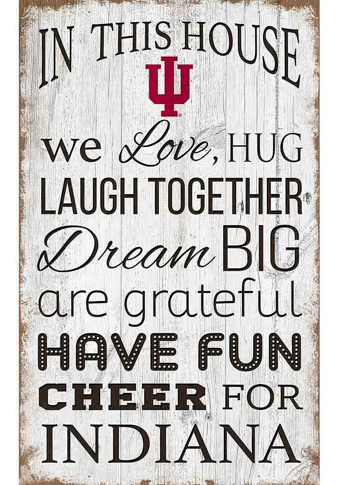 Indiana Hoosiers In This House 11x19 Sign - Red