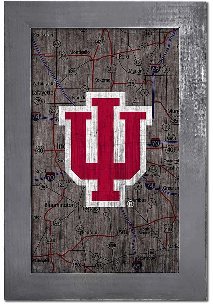 Indiana Hoosiers City Map Sign - Red